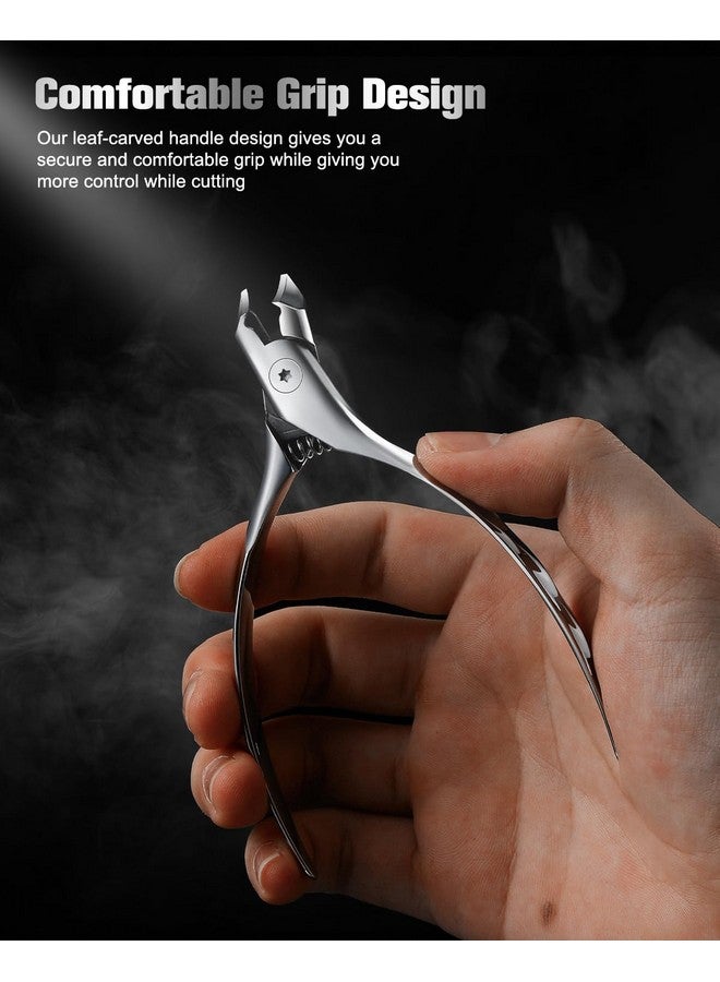 FERYES Wide Jaw Thick Toenail Clippers Thick Toenails - Precision Stainless Steel Toe Nail Clippers For Thick Nails For Seniors With Catcher - Silver - Image 4
