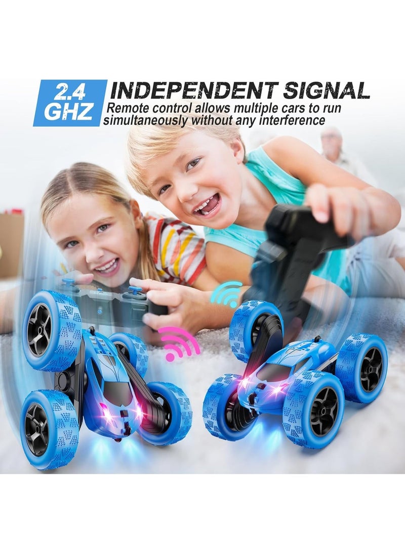 general Remote Control Car, RC Cars Toys for Kids Ages 6-12, 4WD Stunt Car with LED Lights & 360° Flips, 2.4GHz, Upgraded USB-C Modular Batteries, 8-10 Year Old Boys Birthday Gift 1-Blue - Image 4