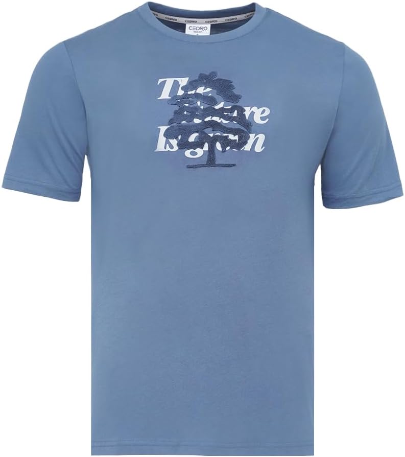 Cedro Men's Crew Neck T-Shirt with Unique Design - Image 1