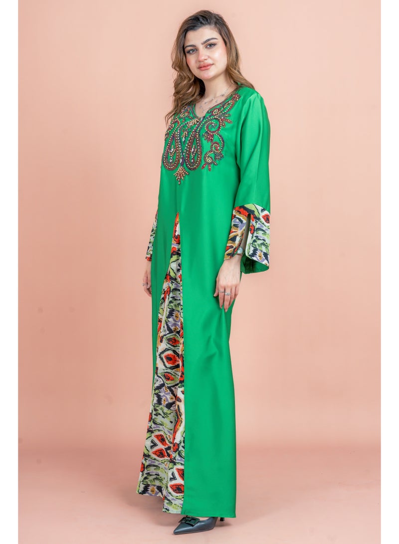 اكسا جلابية مطرزة سادة - Image 3