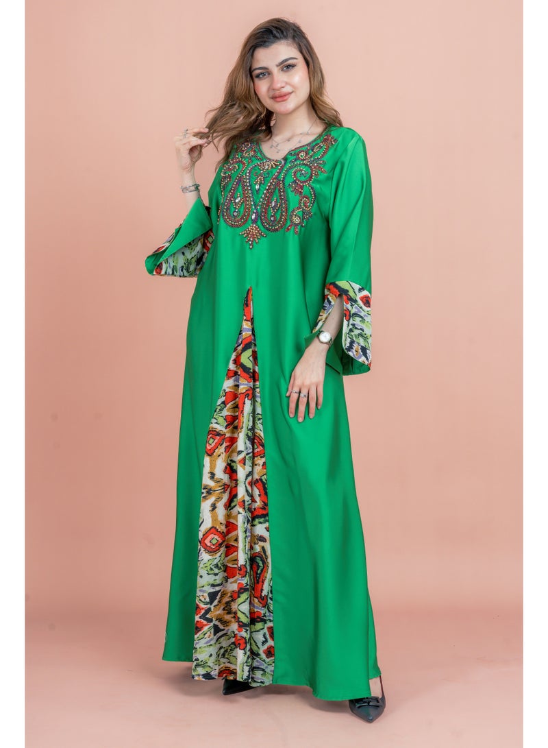 اكسا جلابية مطرزة سادة - Image 1