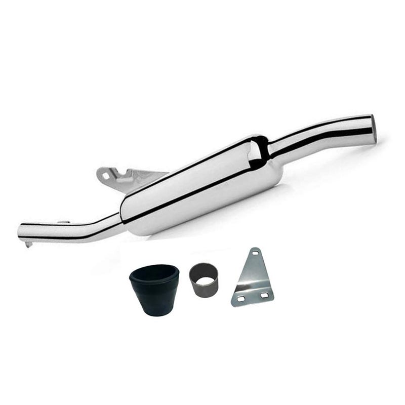 OZANGO Bike Angular Empty Free Flow Bullet Exhaust Silencer Chrome with Zed Clamp Bush for RE Classic 500 - Image 1