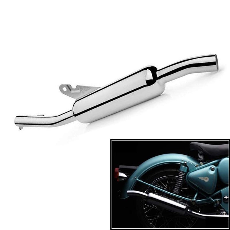 OZANGO Bike Angular Empty Free Flow Bullet Exhaust Silencer Chrome with Zed Clamp Bush for RE Classic 500 - Image 2
