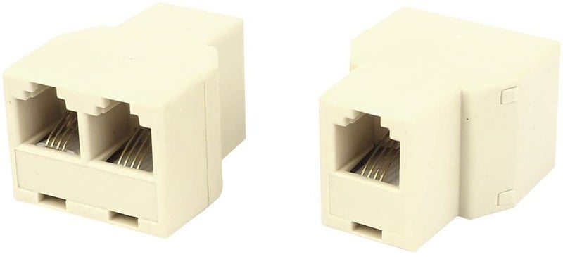 XYWHPGV 2 حزمة RJ11 6P4C 1 إلى 2 مقسم هاتف أنثوي محول وحدة - Image 2