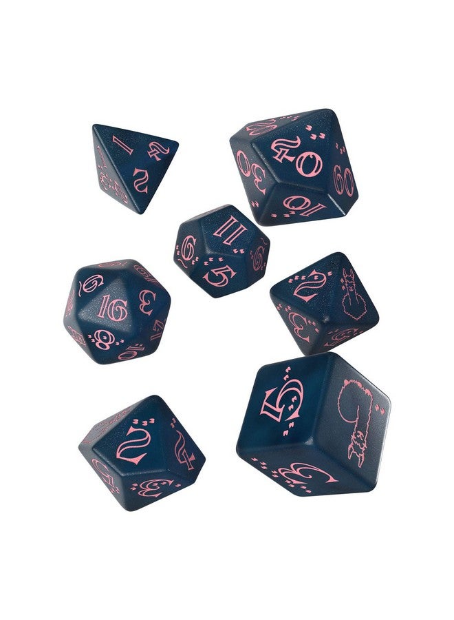 Q WORKSHOP مجموعة نرد لاما متلألئة من Q-Workshop (أزرق داكن لامع ووردي) (SLLA3E) - Image 1