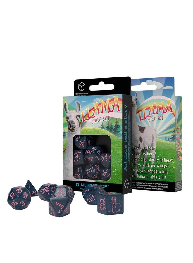 Q WORKSHOP مجموعة نرد لاما متلألئة من Q-Workshop (أزرق داكن لامع ووردي) (SLLA3E) - Image 2