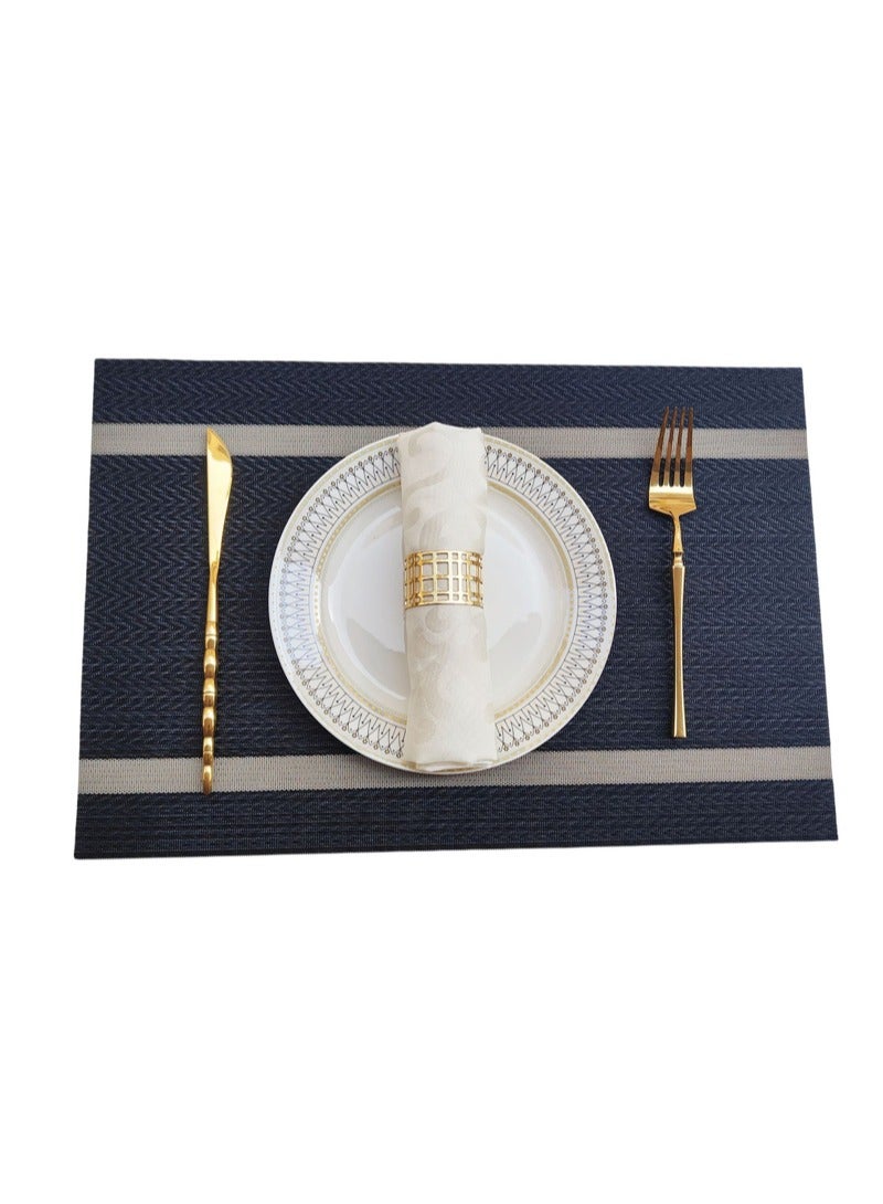 AVHUGOO 6-Piece Double Border Placemat Set Black 45 x 30cm - Image 2
