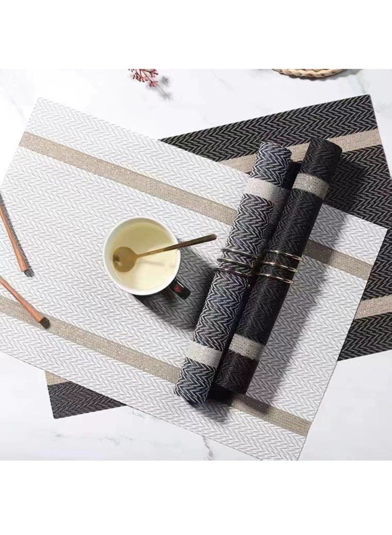 AVHUGOO 6-Piece Double Border Placemat Set Black 45 x 30cm - Image 3