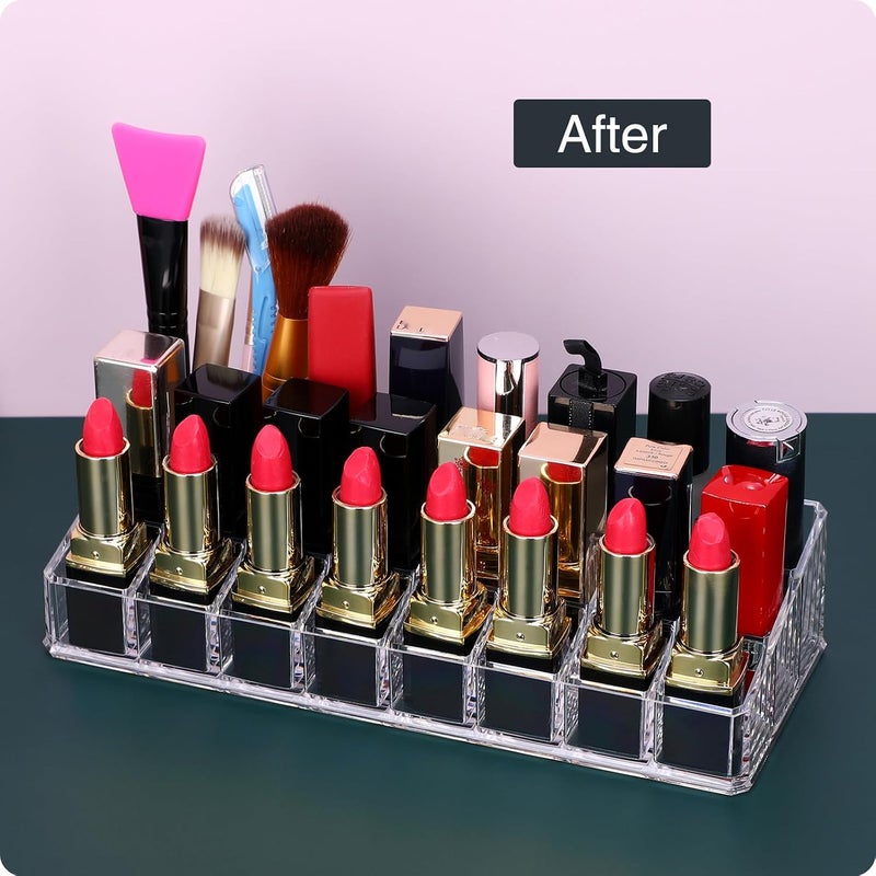 MOSIKER Acrylic Lipstick Organizer and Storage,24 Slots Clear Case Display Rack Holder for Vanity - Image 5