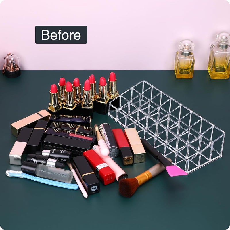 MOSIKER Acrylic Lipstick Organizer and Storage,24 Slots Clear Case Display Rack Holder for Vanity - Image 4