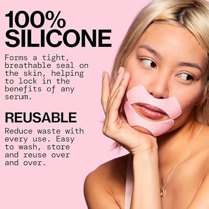 Pacifica Beauty Reusable Lip Line Mask, Skincare, Silicone Mask, For Fine Lines and Wrinkles, Lift and Firm, Pair with Serum, Storage Tin Included, Skin Care, Face Masks Skincare, Vegan, 2 Pieces - Image 4