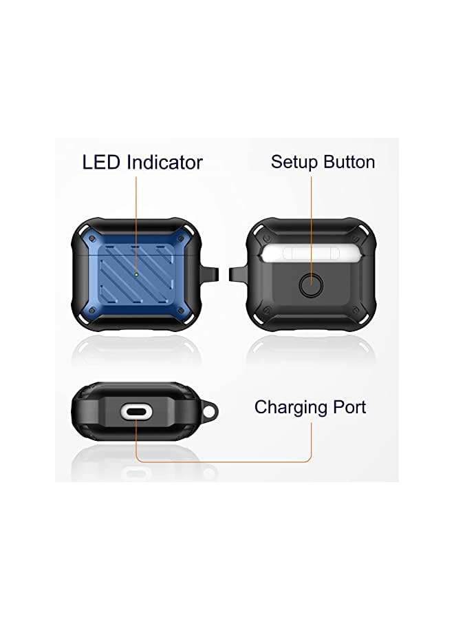 KASTWAVE Compatible With Air Pods 3Rd Generation Case Cover 2021 Shock Absorbing Design And Full Body Rugged Protective Cover With Keychain Front Led Visible Blue - Image 4