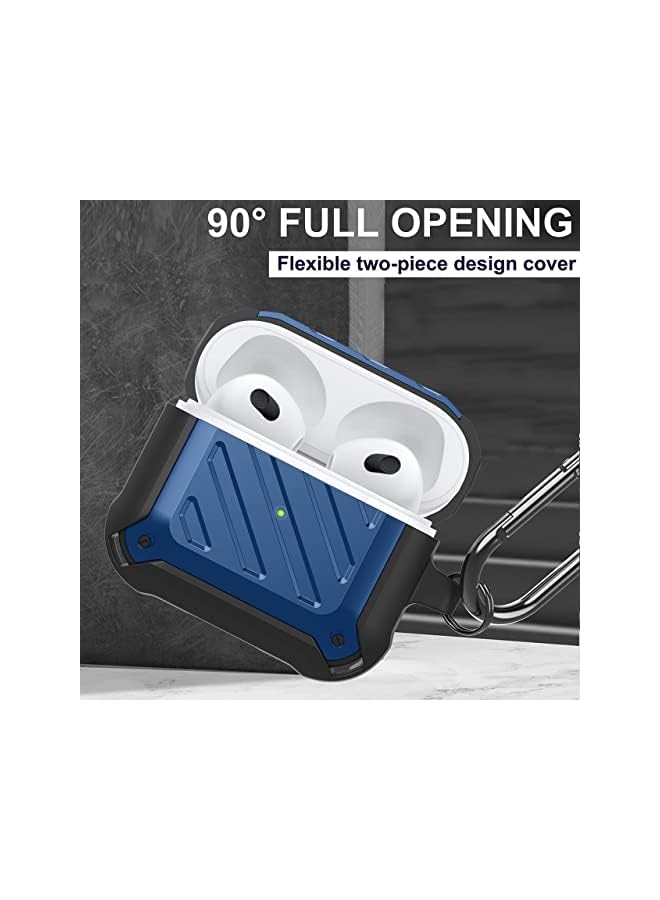 KASTWAVE Compatible With Air Pods 3Rd Generation Case Cover 2021 Shock Absorbing Design And Full Body Rugged Protective Cover With Keychain Front Led Visible Blue - Image 2