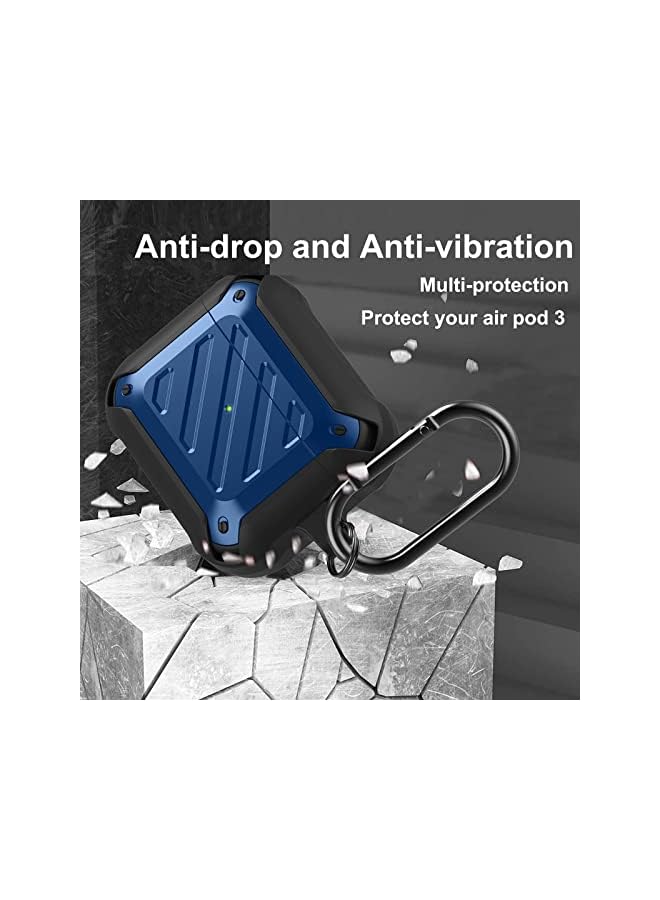 KASTWAVE Compatible With Air Pods 3Rd Generation Case Cover 2021 Shock Absorbing Design And Full Body Rugged Protective Cover With Keychain Front Led Visible Blue - Image 3
