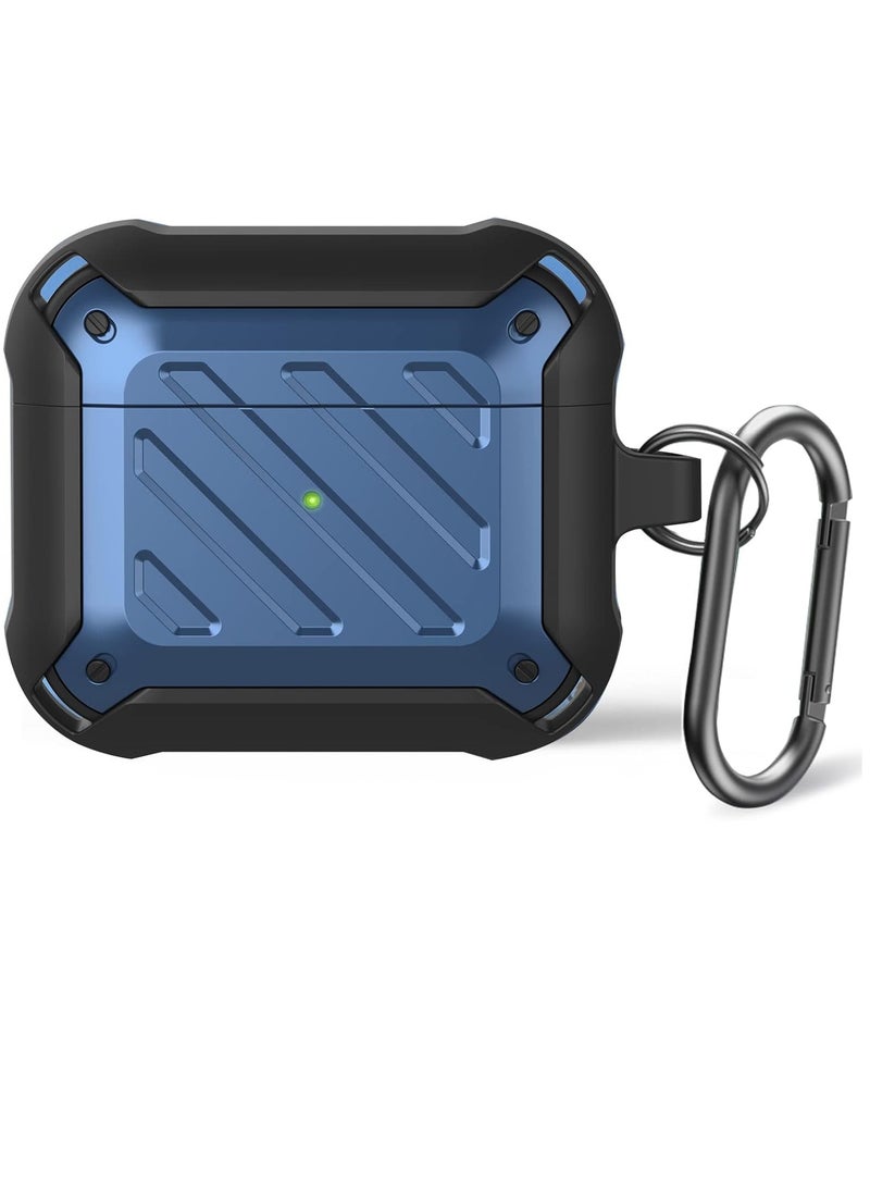 KASTWAVE Compatible With Air Pods 3Rd Generation Case Cover 2021 Shock Absorbing Design And Full Body Rugged Protective Cover With Keychain Front Led Visible Blue - Image 1