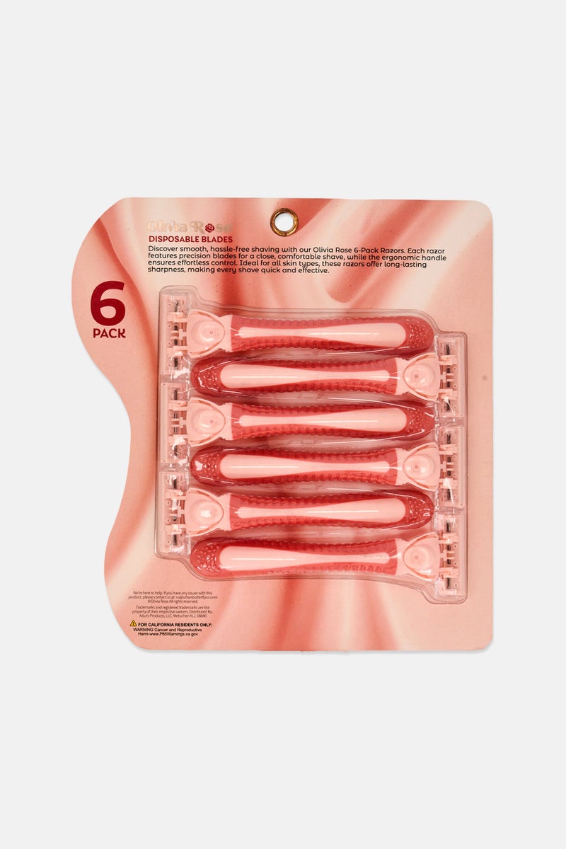 Olivia Rose 6 Pieces Disposable Blades Body Razors, Peach - Image 1