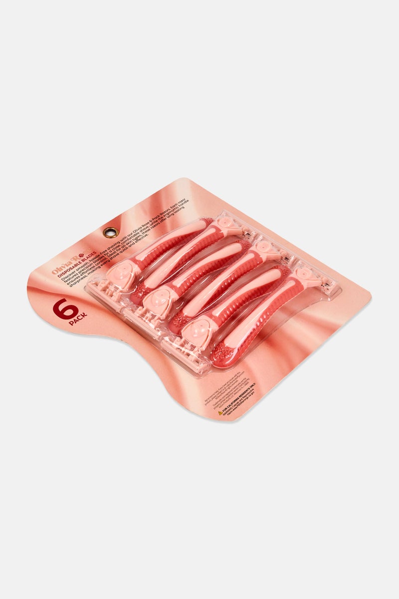Olivia Rose 6 Pieces Disposable Blades Body Razors, Peach - Image 3