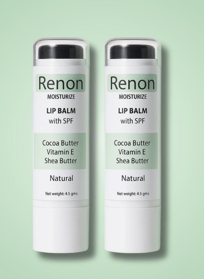Renon SPF Lip Balm | Shea Butter | Jojoba Oil and Castor Oil | Vitamin E | Lip balm for dry lips | Lip balm men | Cocoa Butter | lip balm for women (9g) - Image 1