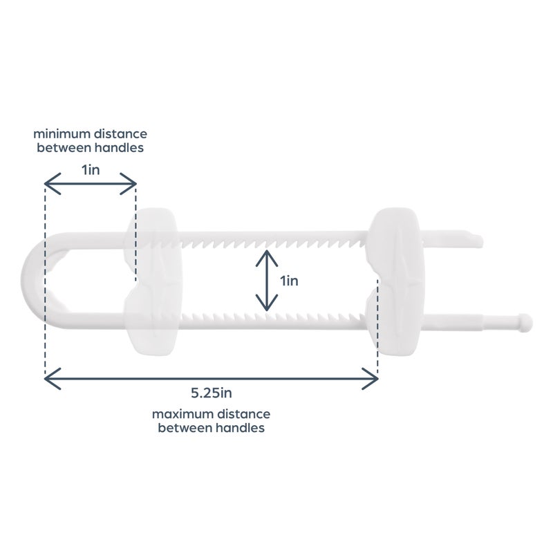 Dreambaby Sliding Cabinet Locks - Child Proof Cabinet Latches - For Kitchen, Bathroom Storage Doors Handles & Knobs - Suitable for Round & D-Shaped Handles - 3 Pack - White - Model L183 - Image 2