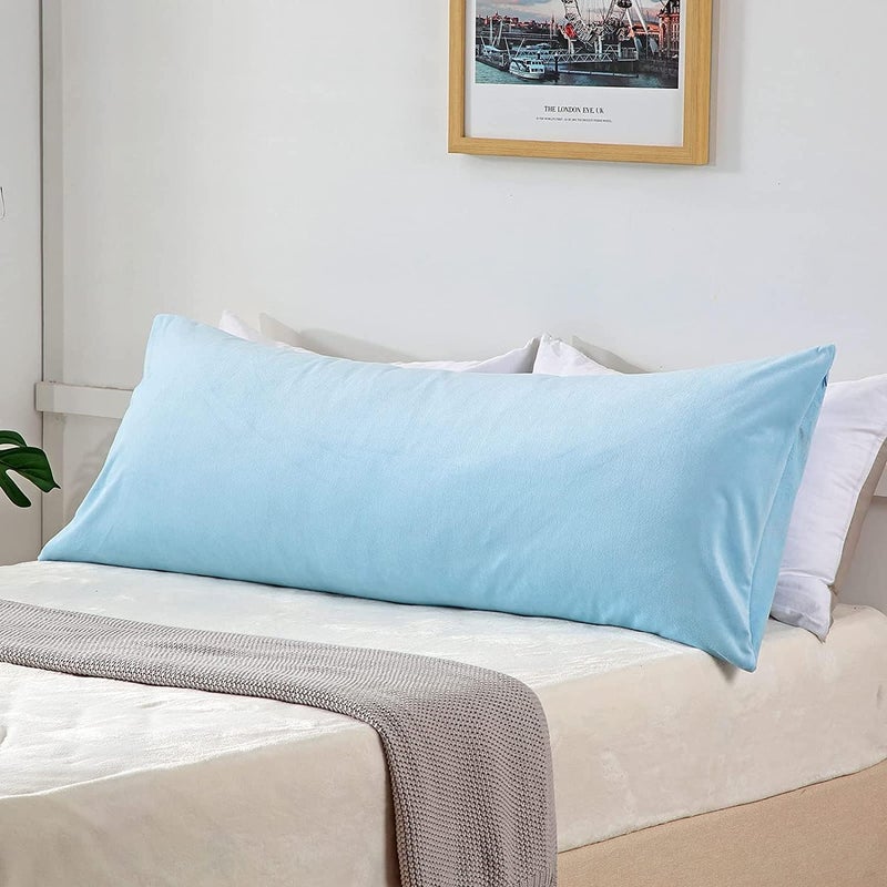 Brownmonkey Ultra Soft Velvet Body Pillow Cover/Case Pillowcase with Hidden Zipper, Zippered Body Pillow Case (Sky Blue, 1) - Image 2