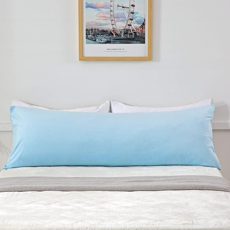 Brownmonkey Ultra Soft Velvet Body Pillow Cover/Case Pillowcase with Hidden Zipper, Zippered Body Pillow Case (Sky Blue, 1) - Image 1