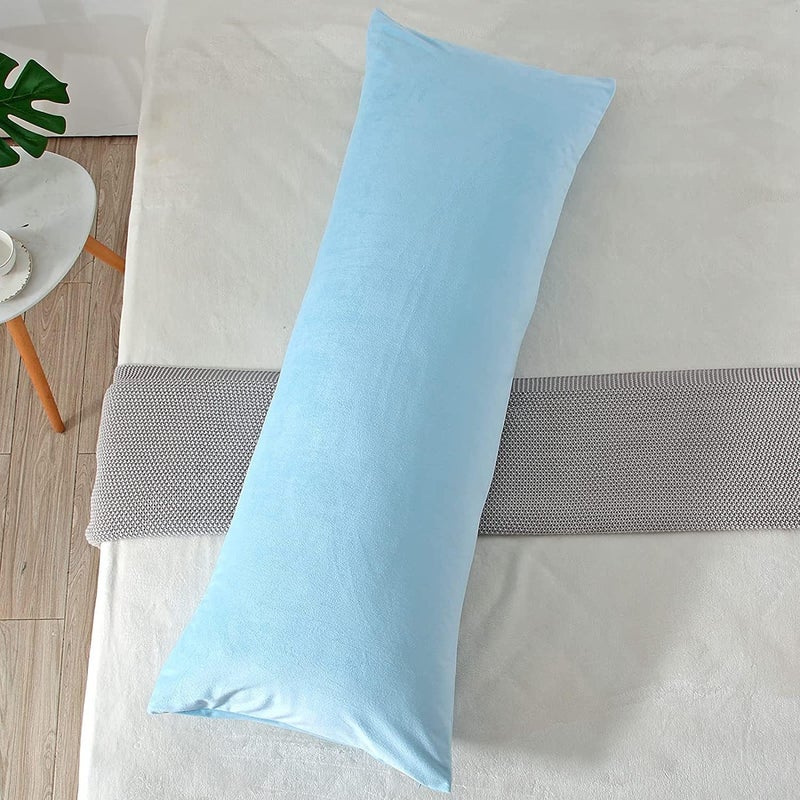 Brownmonkey Ultra Soft Velvet Body Pillow Cover/Case Pillowcase with Hidden Zipper, Zippered Body Pillow Case (Sky Blue, 1) - Image 4