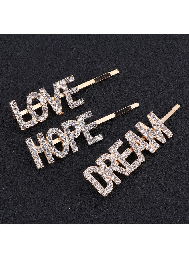 Lurrose Rhinestones Letter Hair Clips, 3pcs Crystal Letters Bobby Pins Glitter Wedding Hair Barrettes for Women Girls - Image 4