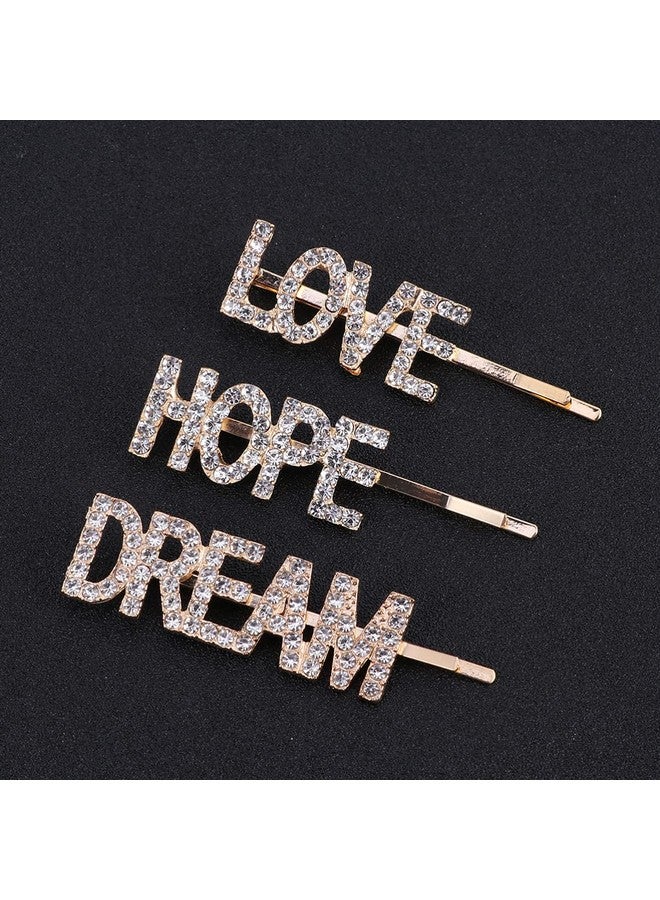 Lurrose Rhinestones Letter Hair Clips, 3pcs Crystal Letters Bobby Pins Glitter Wedding Hair Barrettes for Women Girls - Image 3