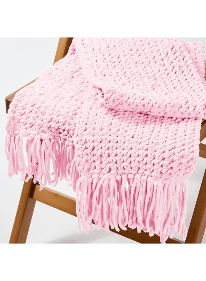 HZYH Blanket Yarn, 100g/3.5oz Pink Chenille Yarn Super Bulky #6, 46 Yards Soft Chunky Fluffy Yarn for Knitting, Crocheting, DIY Crafts, Sweaters, Scarves and Blankets - Image 5