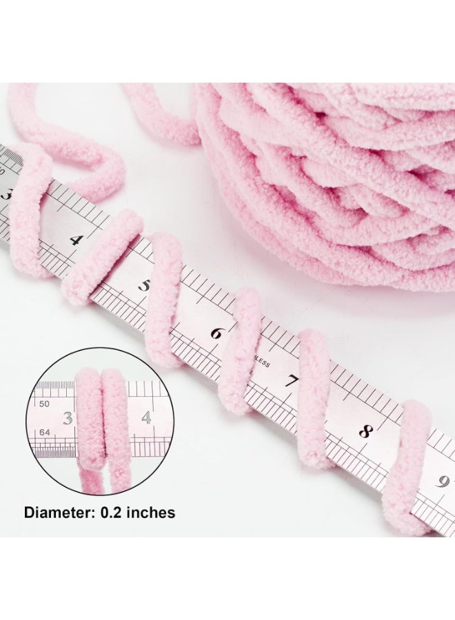 HZYH Blanket Yarn, 100g/3.5oz Pink Chenille Yarn Super Bulky #6, 46 Yards Soft Chunky Fluffy Yarn for Knitting, Crocheting, DIY Crafts, Sweaters, Scarves and Blankets - Image 2