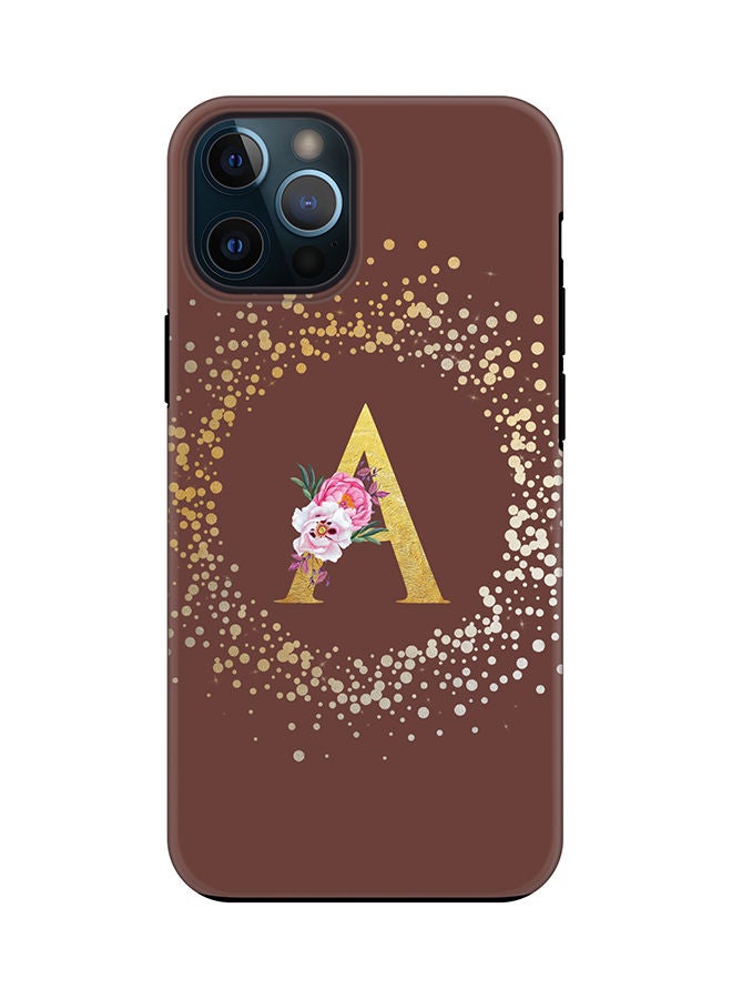 Stylizedd Monogram Tough Series for Apple iPhone 12 Pro Max Custom Initials Floral Pattern Tough Pro Dual Layer hybrid PC inner TPU protection Alphabet- A (Brown) - Image 1