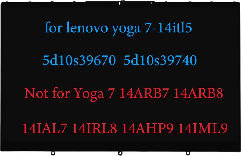 daplinno 14" Replacement for Lenovo Yoga 7-14 7-14ITL5 7-14ACN6 7i-14ITL5 LCD 82N7 82LW 82BH 82BH0006US 5D10S39670 5D10S39740 5D10S39715 5D11C44453 5D10Y74820 Display Touch Screen Digitizer Assembly FHD - Image 1