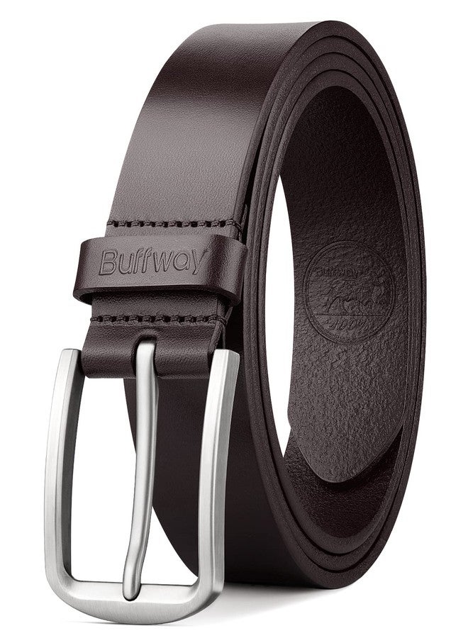 Buffway Mens Belt Full Grain Genuine Leather Belts for Men Casual Jeans or Dress with Gift Box 1 3/8" Wide - Image 1