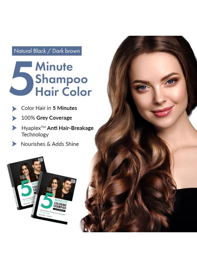 ثريفيكو شامبو تلوين الشعر من ثرايف كو، بني داكن | شامبو صبغة شعر فورية في 5 دقائق | تغطية كاملة للشعر الرمادي | خالٍ من الأمونيا، يدوم طويلاً | لمسة نهائية لامعة مع هيابلكس™ | للرجال والنساء | عبوة من 4 × 20 مل (80 مل) - Image 2