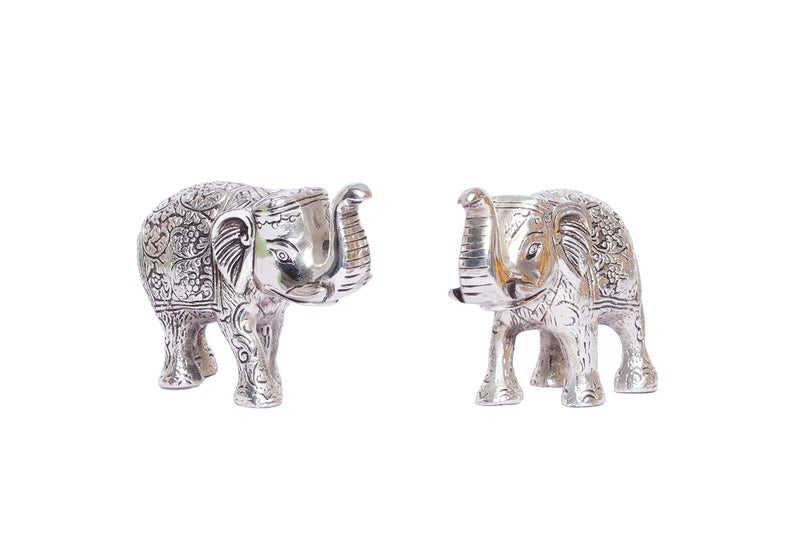 KridayKraft Metal Elephant Polish Set for Showpiece Enhance Your Home, Office, Table Decorative (Silver, Medium) - 2 Pieces - Image 3