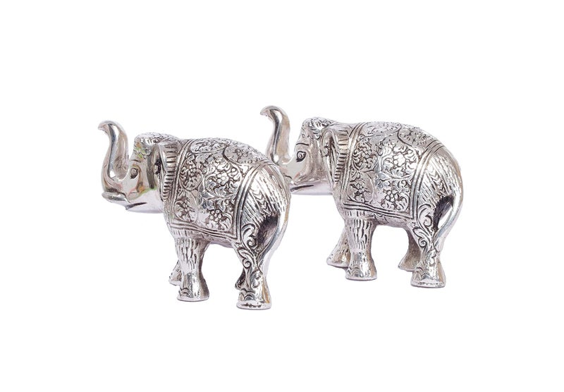 KridayKraft Metal Elephant Polish Set for Showpiece Enhance Your Home, Office, Table Decorative (Silver, Medium) - 2 Pieces - Image 4