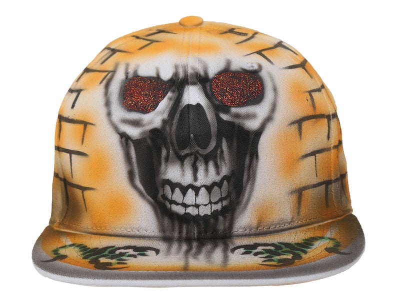 FabSeasons White Cotton Hand Painted Casual Snapback Hat, Hiphop Caps and Flat Cap & Hat - Image 1