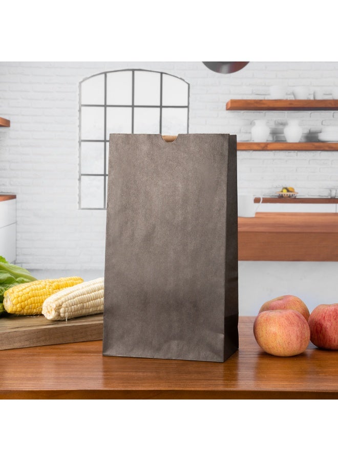 Restaurantware أكياس ورقية من باج تي 12 رطل، 100 كيس غداء قابل للتخلص - كبير، للغداء، السندويشات، والوجبات الخفيفة، أكياس ورقية كرافت سوداء، للتسوق، هدايا الحفلات، أو الهدايا - Image 2