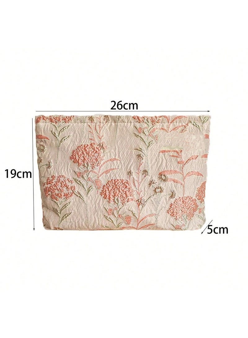 Printed Zipper Make Up Bag Pink 26*19*5cm - Image 2