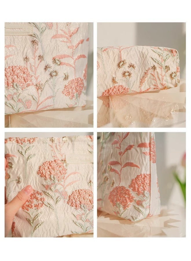 Printed Zipper Make Up Bag Pink 26*19*5cm - Image 4