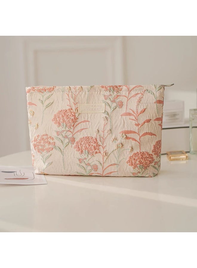 Printed Zipper Make Up Bag Pink 26*19*5cm - Image 1