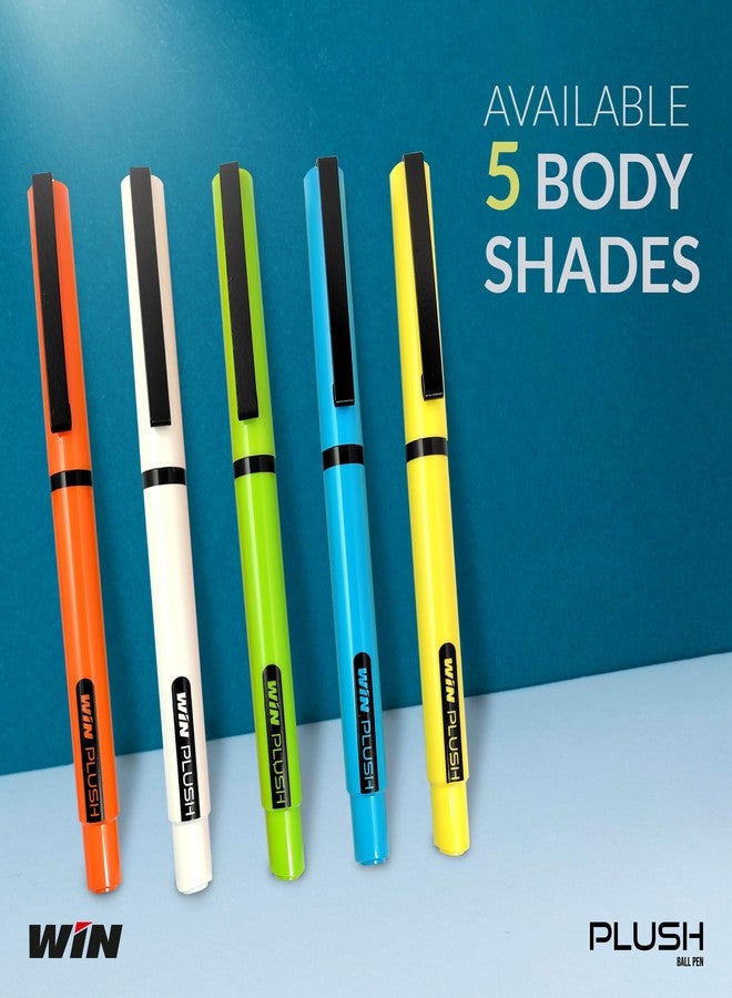WIN Plush Ball | 20 (10 Blue Ink & 10 Black Ink) | Bright Body Colours | 0.7 mm Tip | Pen for Writing | Office Stationery - Image 2