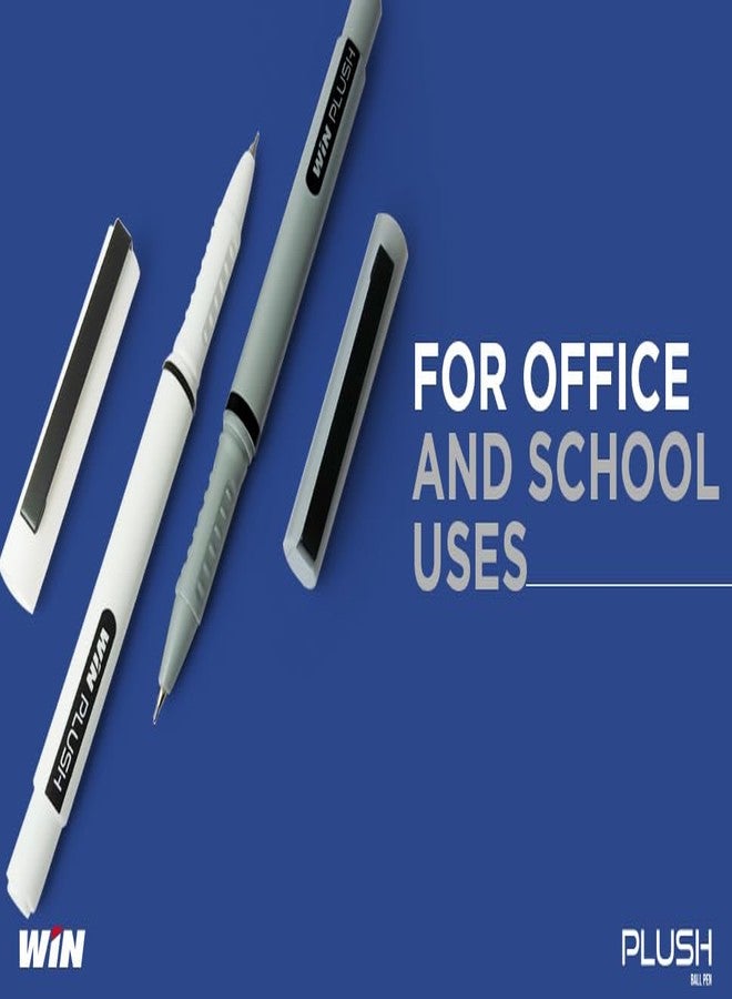 WIN Plush Ball | 20 (10 Blue Ink & 10 Black Ink) | Bright Body Colours | 0.7 mm Tip | Pen for Writing | Office Stationery - Image 4