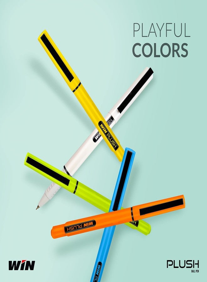 WIN Plush Ball | 20 (10 Blue Ink & 10 Black Ink) | Bright Body Colours | 0.7 mm Tip | Pen for Writing | Office Stationery - Image 3