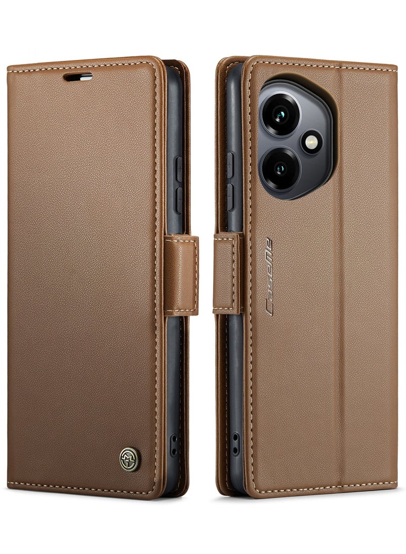 CaseMe Phone Case Luxury PU Leather Design Anti Fingerprint 023 Flip Cover Card Slot Holder Cover For Honor 400  (Brown) - Image 1