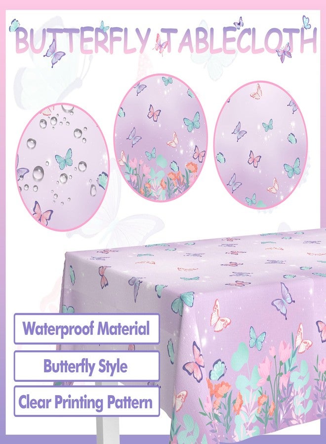 DMIGHT Butterfly Birthday Party Supplies Disposable Paper Plates Napkins Cups Tablecloth and Banner for Butterfly Girl Party Birthday Decorations, Serve 30 - Image 3