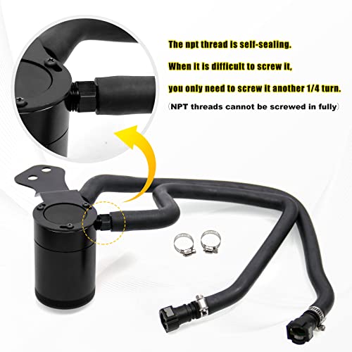 RULLINE Baffled Oil Catch Can Kit Oil Separator Reservoir Tank Compatible wtih 2016-2022 Chevy Camaro SS with 2 Port Black Oil Separator（Black） - Image 3