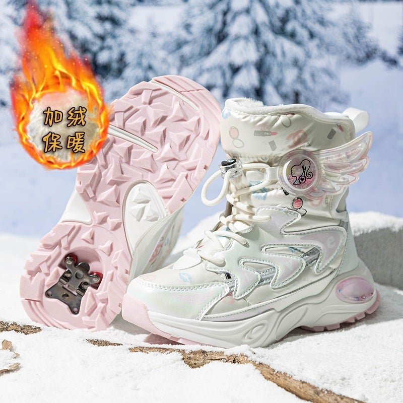 Girls And Kidsren'S Snow Boots, Medium And Large Kidsren'S Velvet Thickeneded Cotton Shoes, Cute Cartoon Casual Shoes, Fashionable Cotton Boots - Image 5
