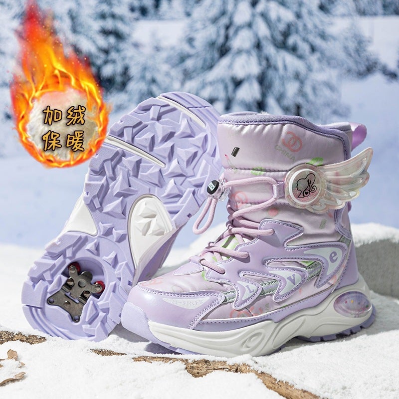 Girls And Kidsren'S Snow Boots, Medium And Large Kidsren'S Velvet Thickeneded Cotton Shoes, Cute Cartoon Casual Shoes, Fashionable Cotton Boots - Image 4