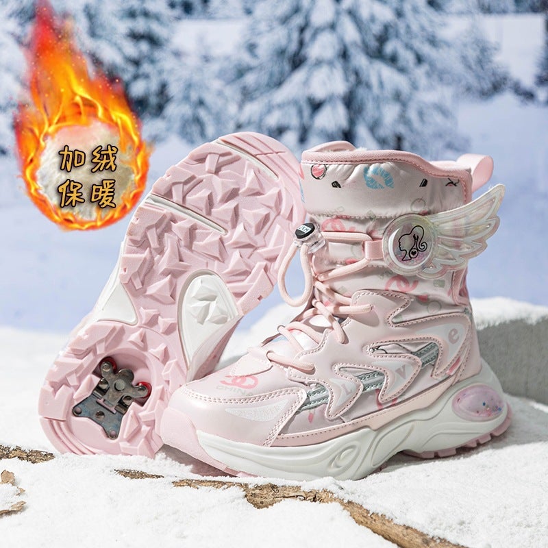 Girls And Kidsren'S Snow Boots, Medium And Large Kidsren'S Velvet Thickeneded Cotton Shoes, Cute Cartoon Casual Shoes, Fashionable Cotton Boots - Image 3